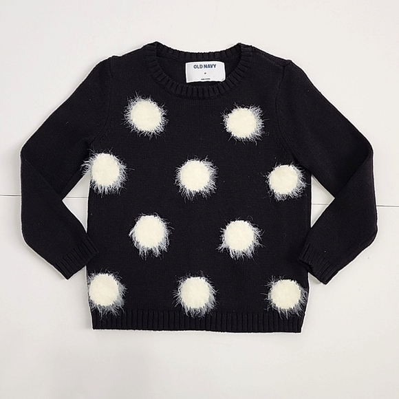 Old Navy Girls Black/White Kint Polk-Dot Sweater Soft Warm Fall/Winter, sz 3T - Picture 1 of 12